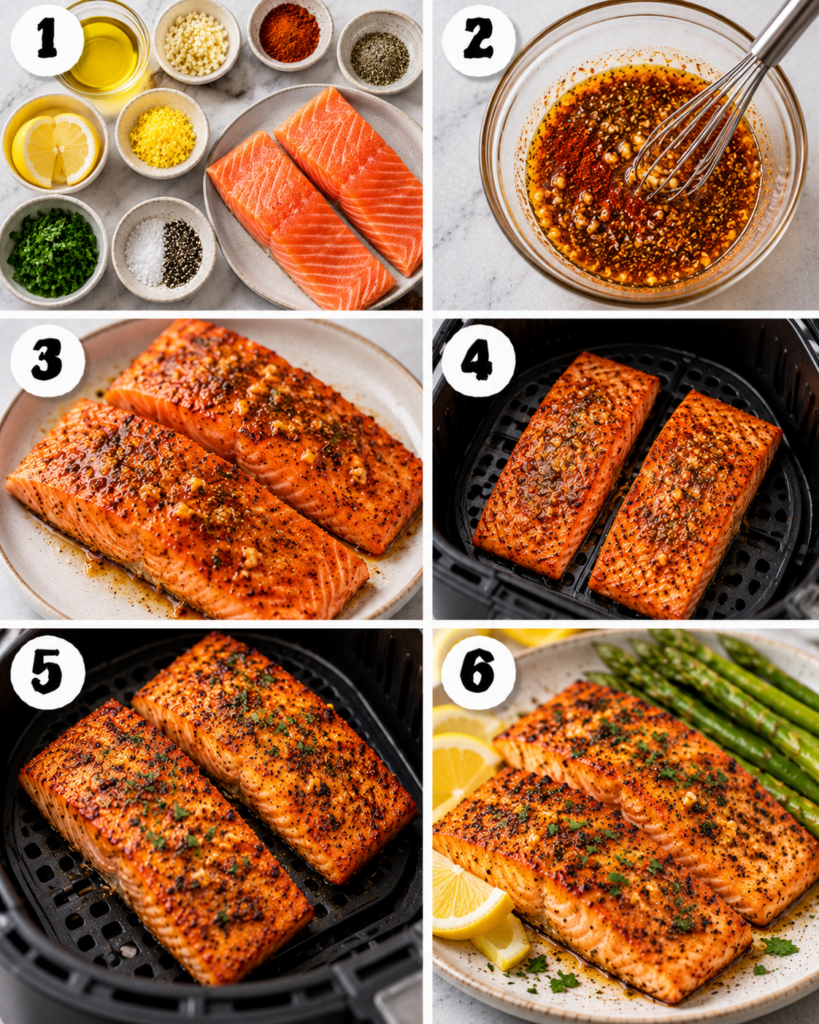 Air Fryer Salmon Recipe Collage