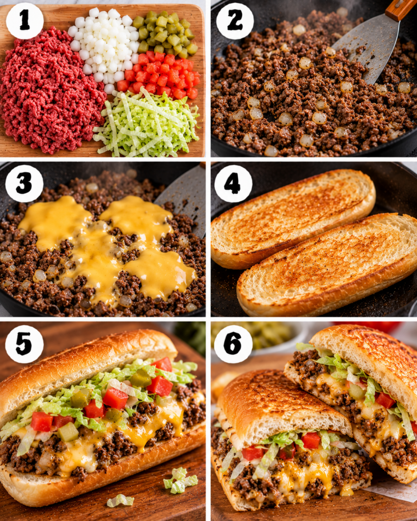 Chopped Cheese Sandwich Recipe Collage