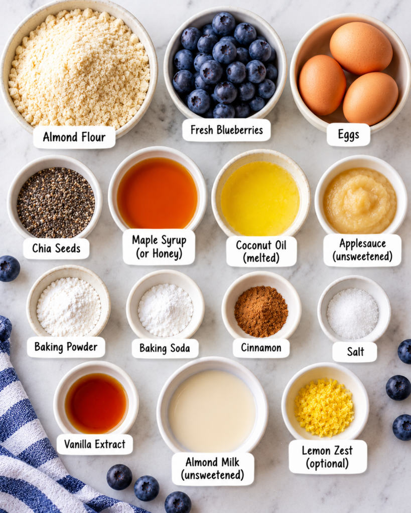 Paleo Blueberry Muffins with Chia Seeds