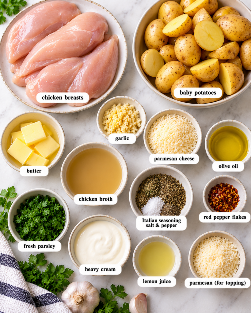 Garlic Parmesan Crockpot Chicken and Potatoes
