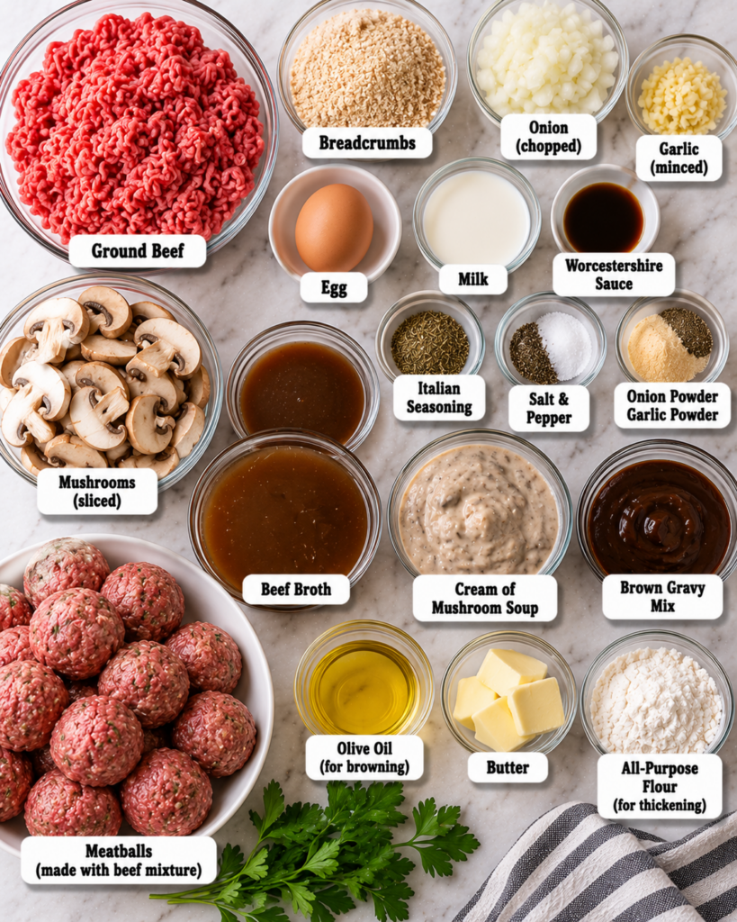 Slow Cooker Salisbury Steak Meatballs with Gravy
