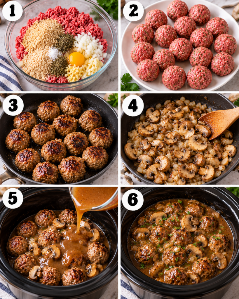 Slow Cooker Salisbury Steak Meatballs with Gravy
