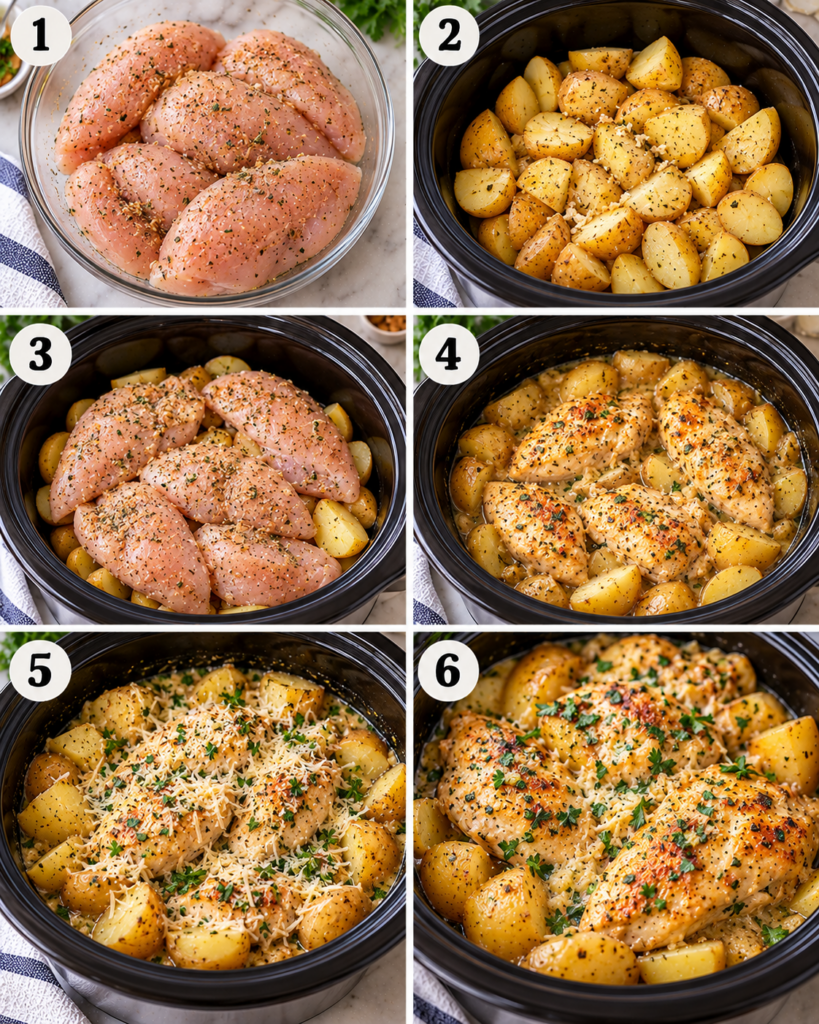 Garlic Parmesan Crockpot Chicken and Potatoes