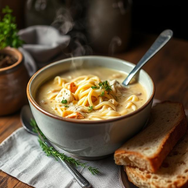 Easy Creamy Chicken Noodle Soup