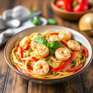 Easy Shrimp Pasta with Bell Peppers