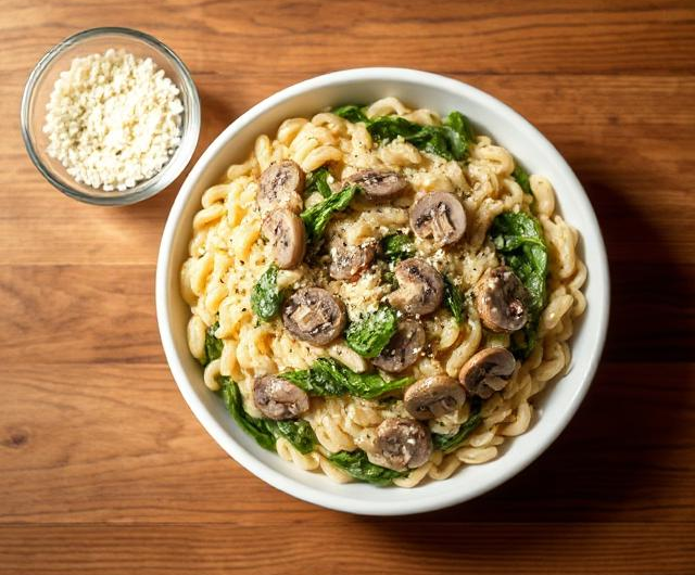 Creamy Spinach and Mushroom Orzo