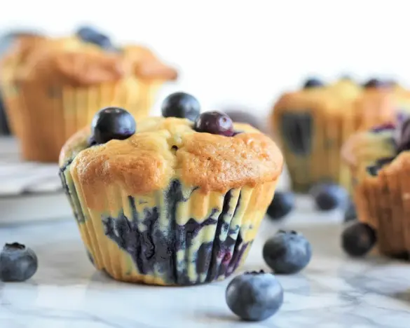 Paleo Blueberry Muffins with Chia Seeds fresh out of the oven.