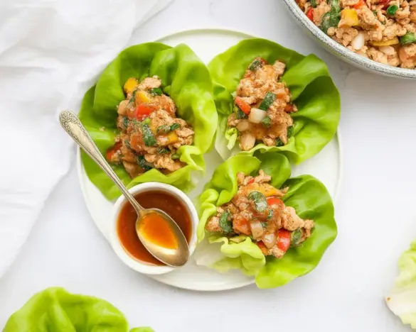 Paleo Chicken Lettuce Wraps with fresh ingredients, perfect for a Healthy Whole30 meal.