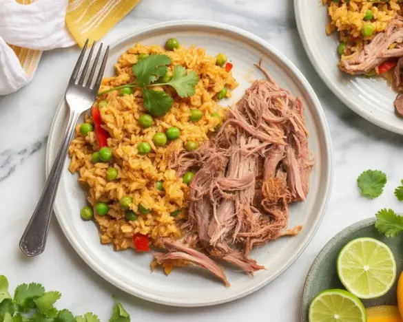 Delicious Slow Cooker Pernil featuring Puerto Rican roasted pork shoulder, marinated and slow cooked until tender.