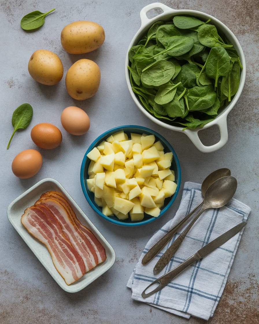 Dairy Free Egg Casserole with Bacon, Potato, and Spinach