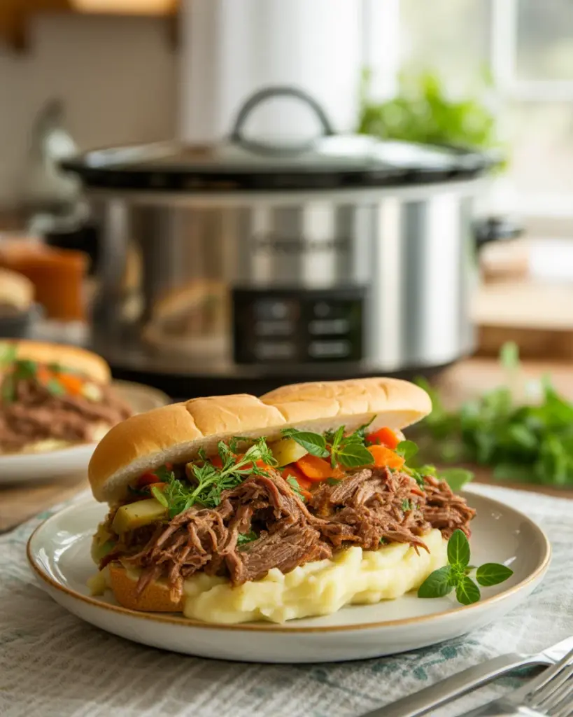 Delicious Easy Slow Cooker Beef Manhattan Sandwich Recipe