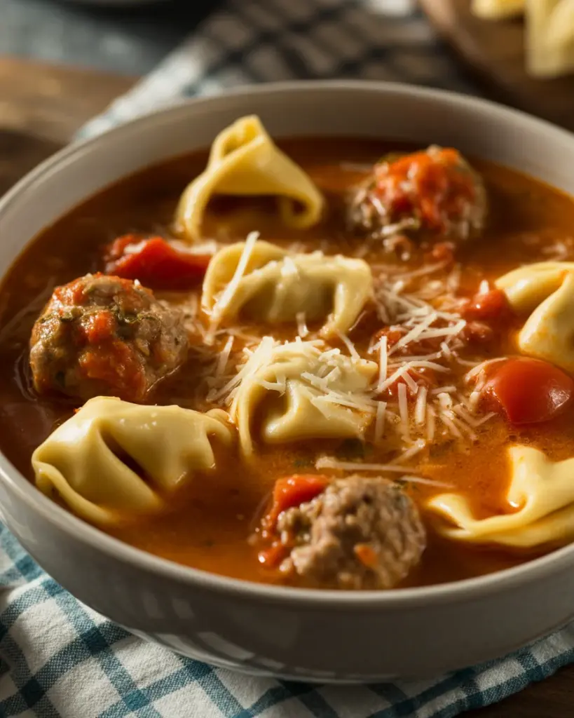Delicious Slow Cooker Meatball and Tortellini
