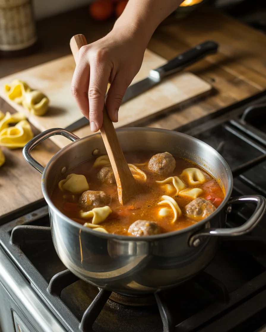 Slow Cooker Meatball and Tortellini