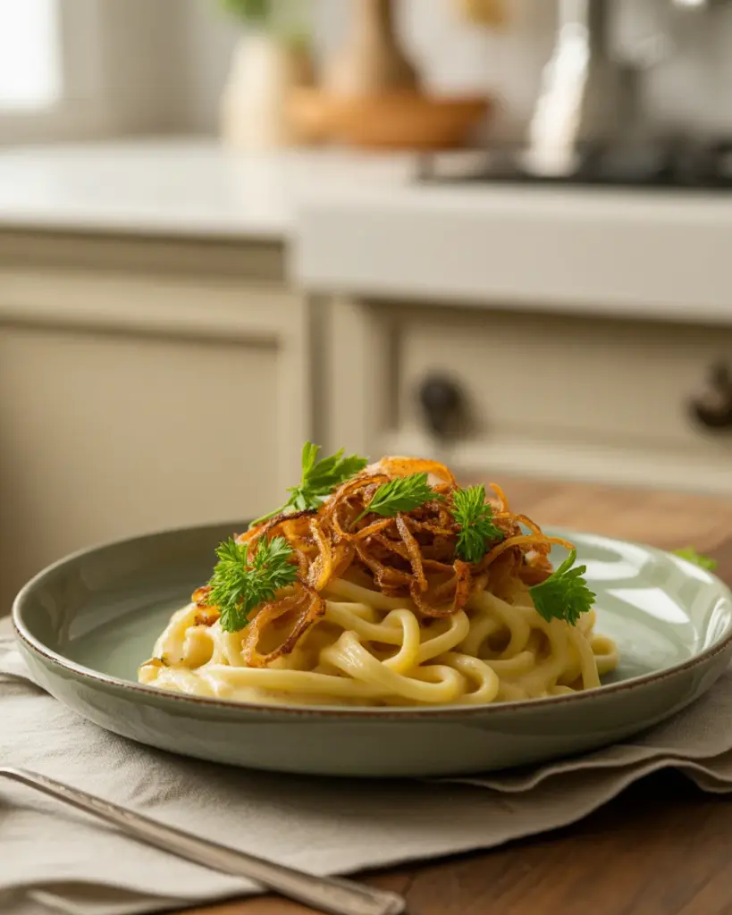 Deliciously Cozy French Onion Chicken Orzo Casserole