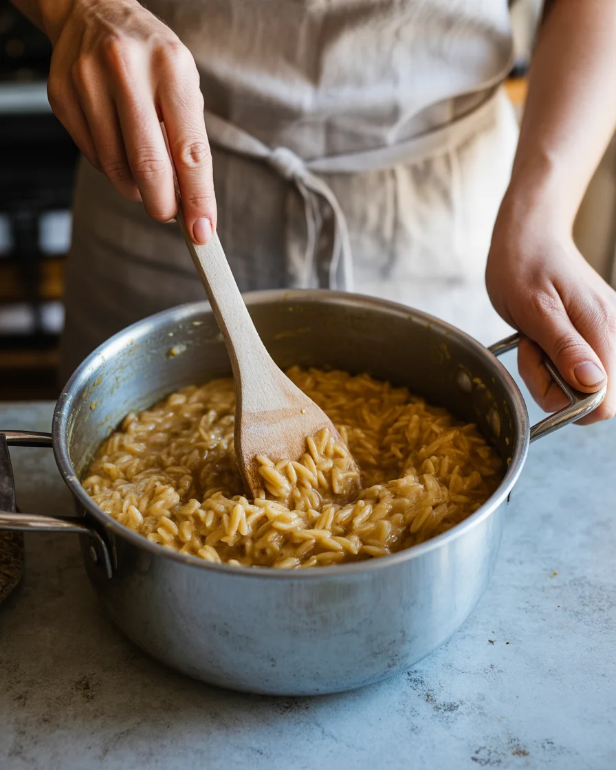 Deliciously Cozy French Onion Chicken Orzo Casserole