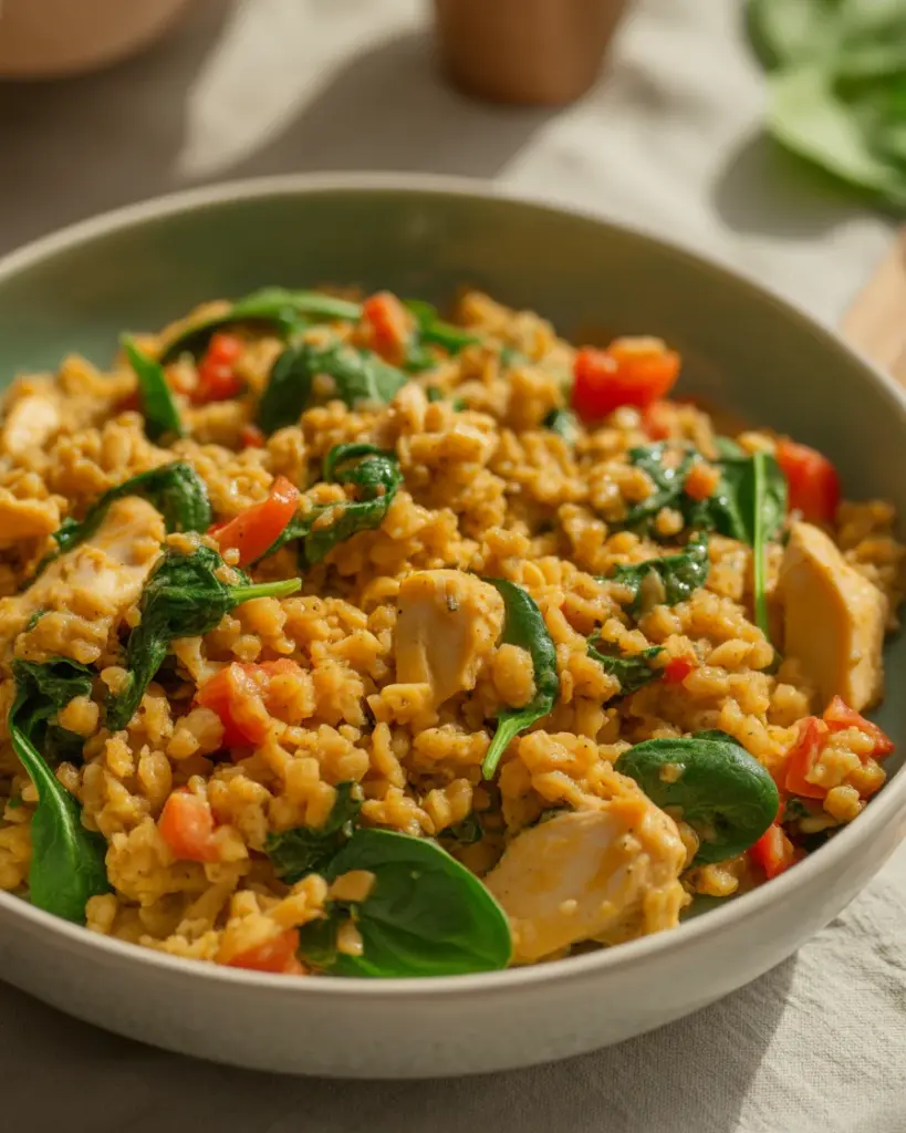 Low Carb Pesto Chicken Cauliflower Rice