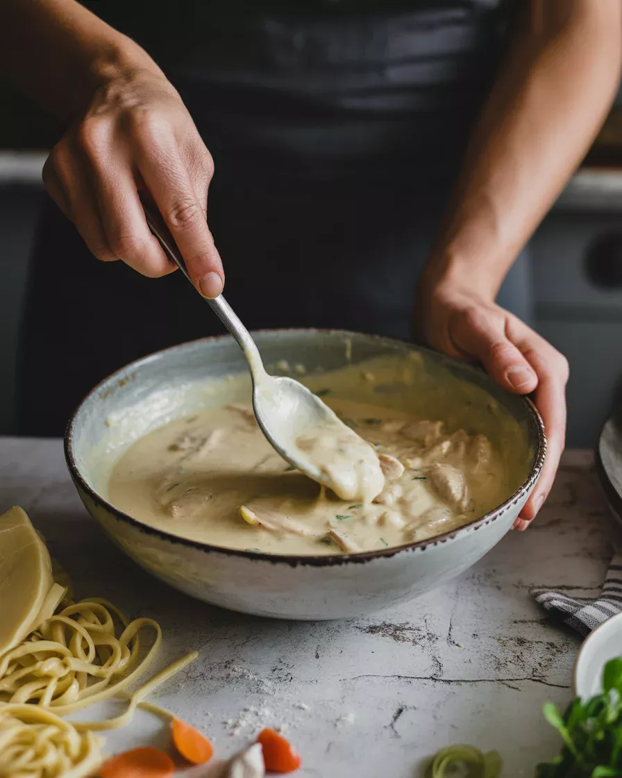 Low Carb 4 ingredient Chicken Alfredo Bake