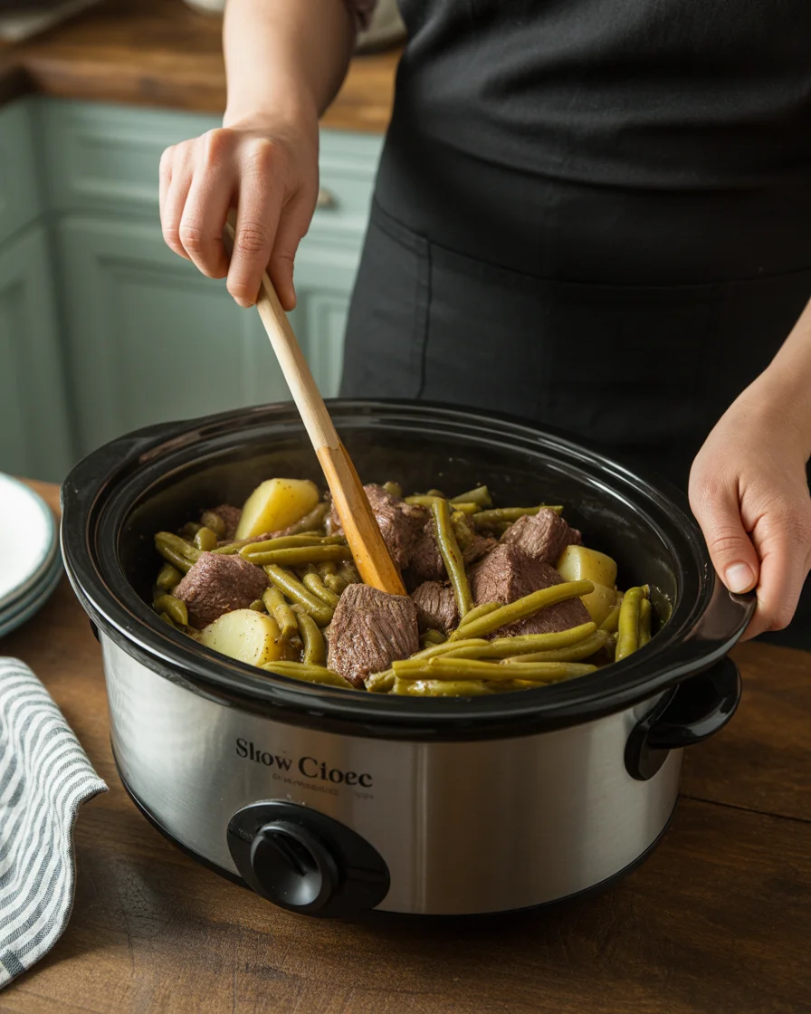 CROCKPOT GARLIC BUTTER BEEF BITES & POTATOES