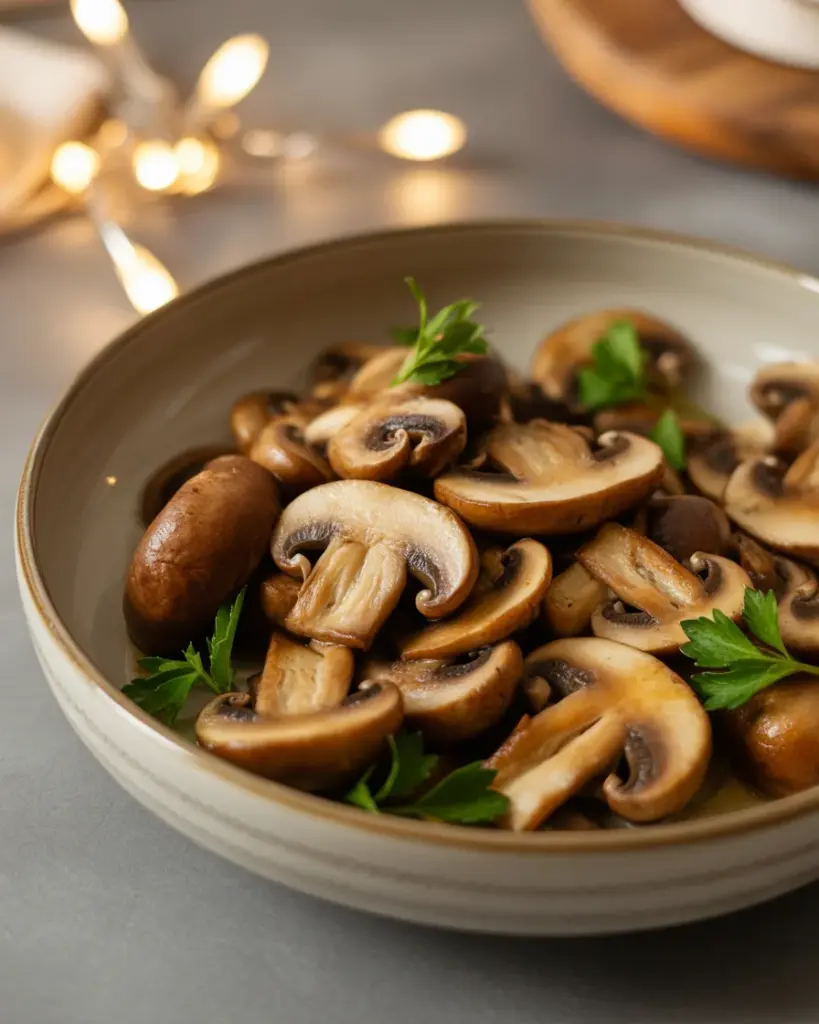 Air-fried garlic mushrooms