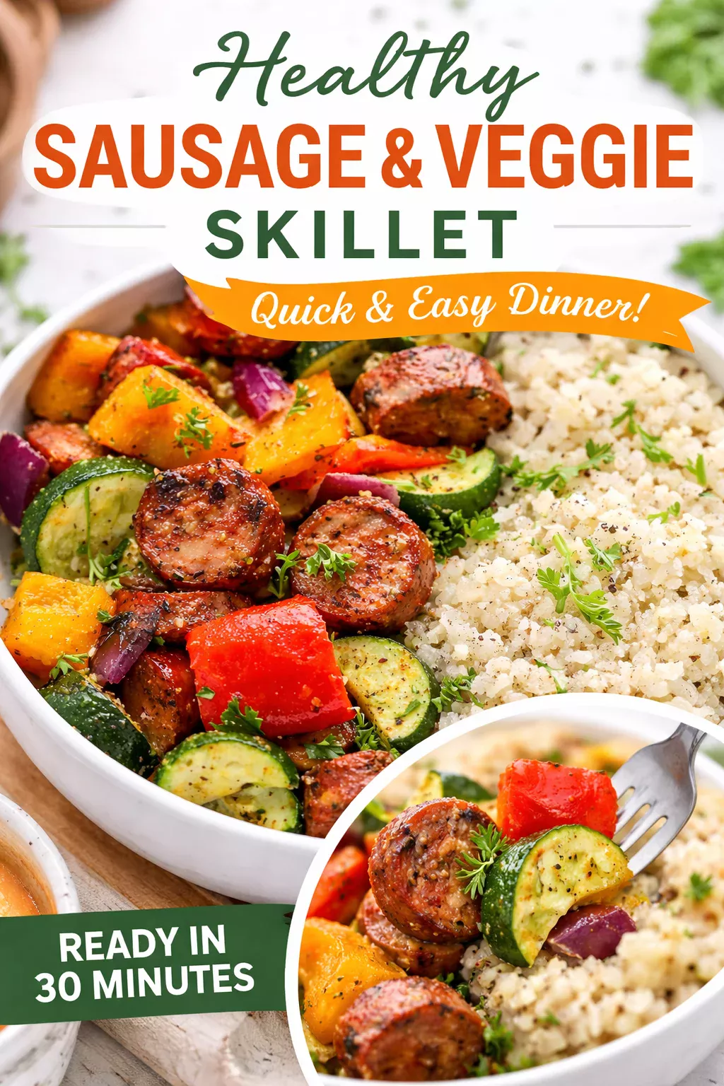 10 Minute Air Fryer Chicken Sausage and Veggies