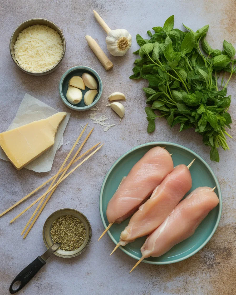 Air Fryer Garlic Parmesan Chicken Skewers