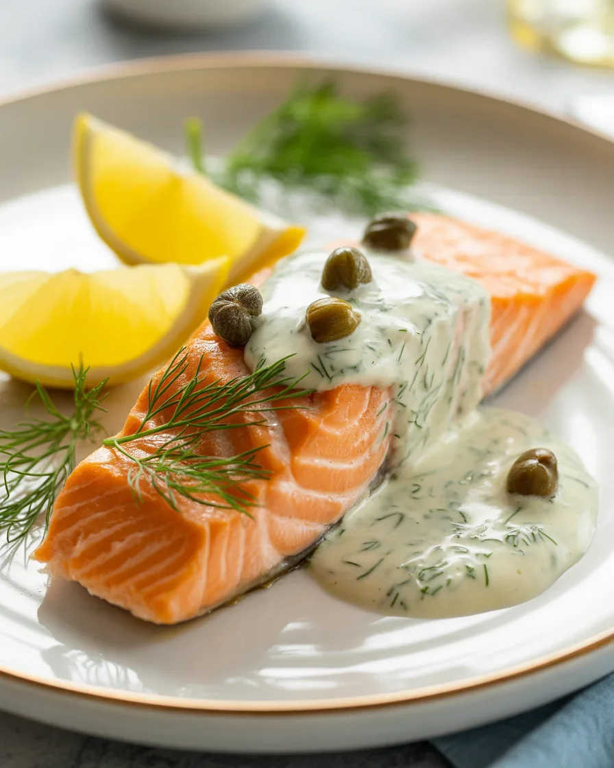 Baked Keto Salmon with Creamy Dill Sauce