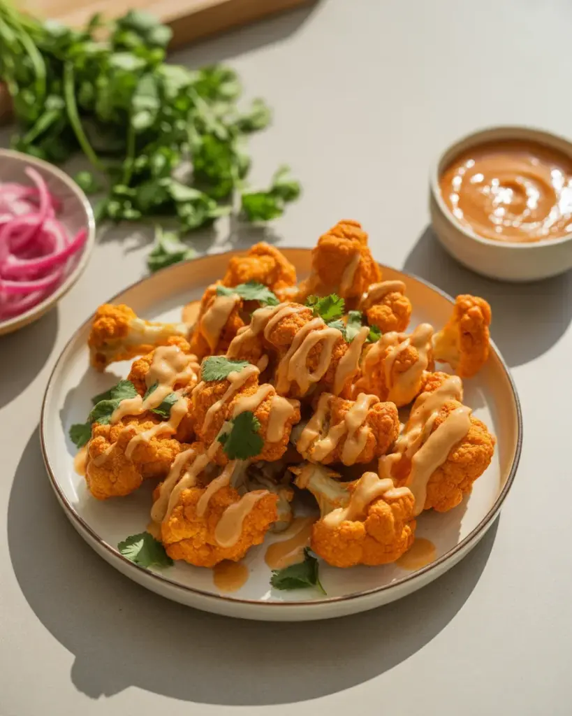 Crispy Air Fryer Cauliflower Wings with Honey Sriracha Bliss