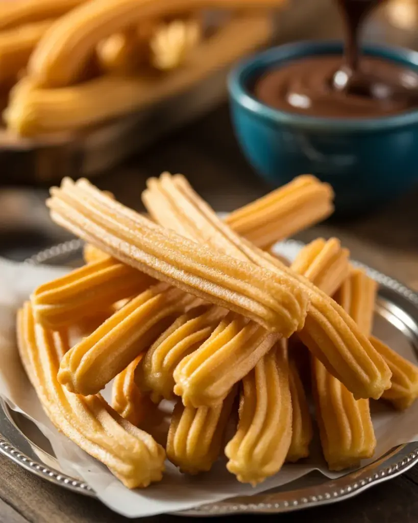 Delicious Air Fryer Churro Bites with Chocolate Dipping Sauce!
