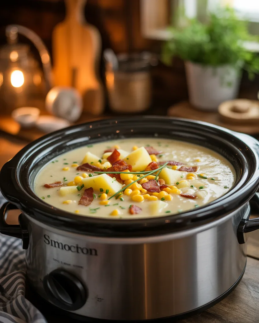 SLOW COOKER AMISH LOADED BAKED POTATO SOUP