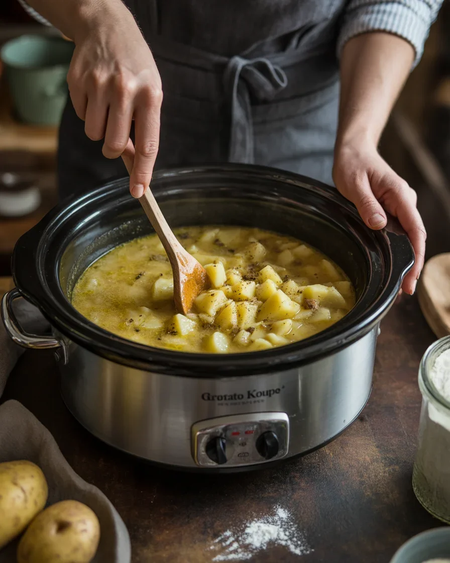 SLOW COOKER AMISH LOADED BAKED POTATO SOUP