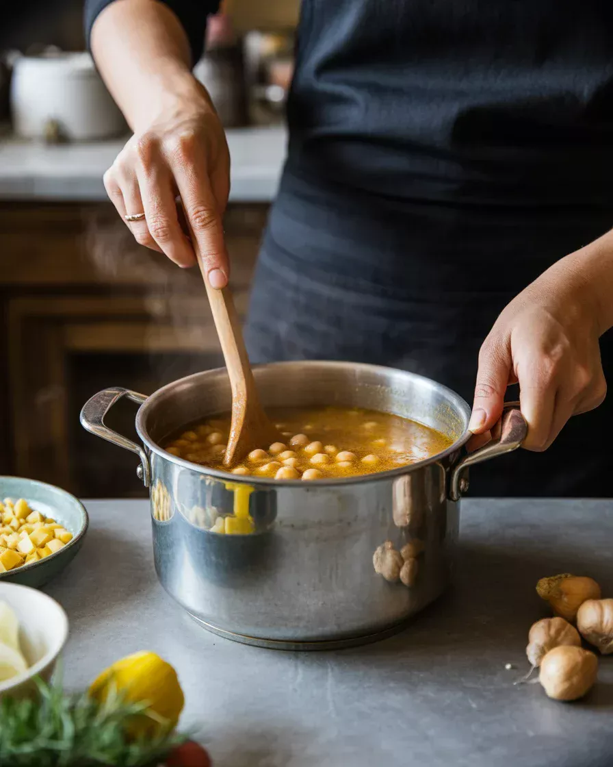 This Delicious Slow Cooker Golden Chickpea Soup