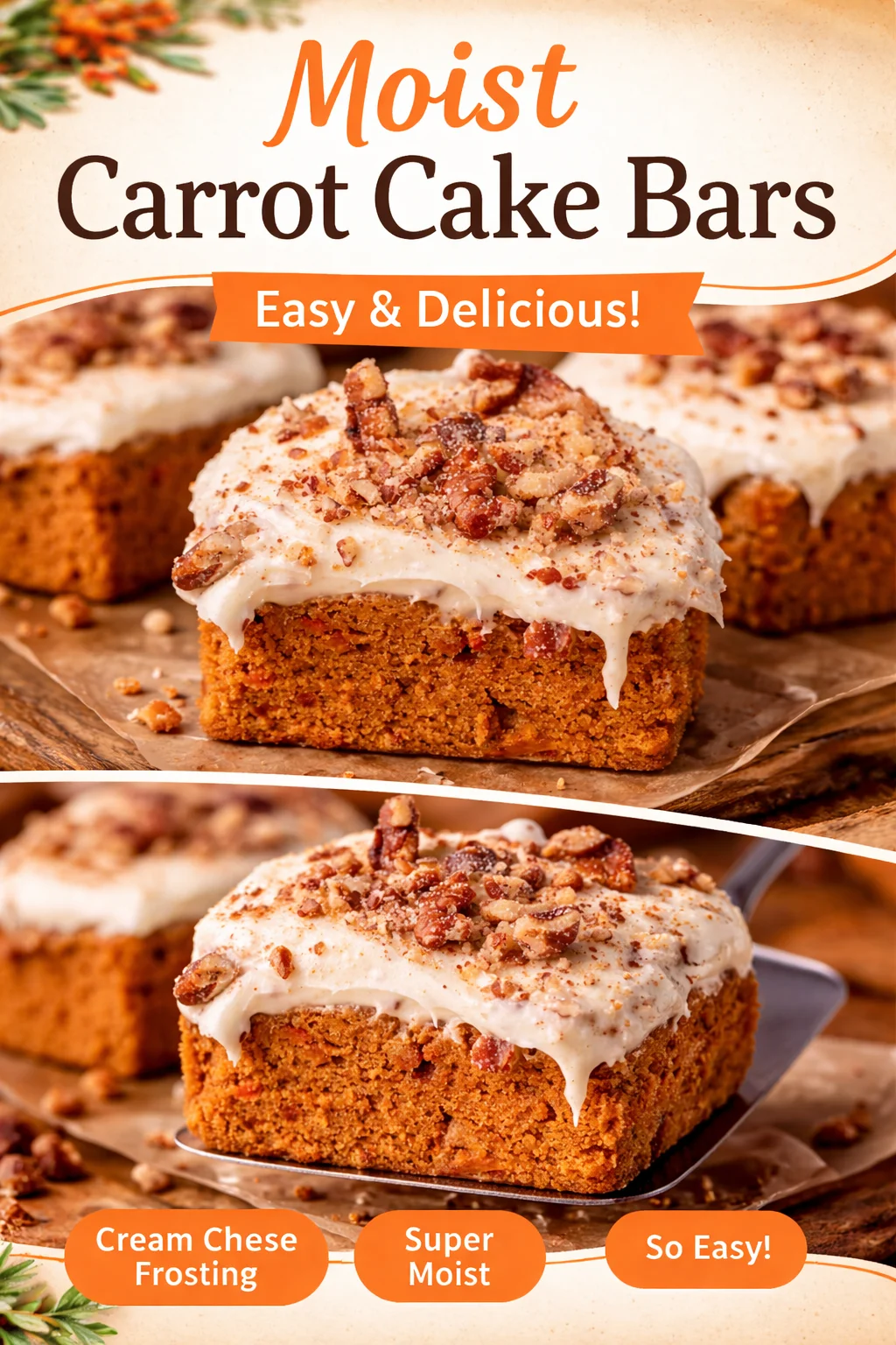4 Ingredient carrot cake bars