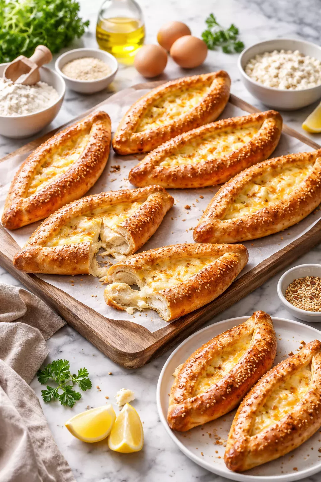 Baked Cheese Pie (Turkish Cheese Pide)