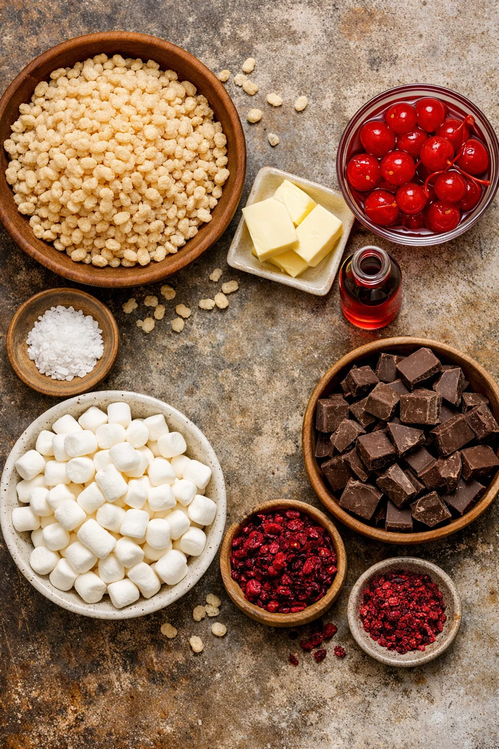 Chocolate Covered Cherry Rice Krispies Treats