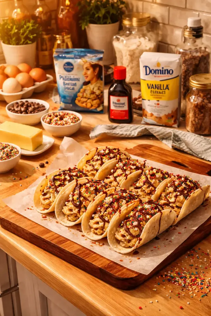Cookie Dough Cheesecake Ice Cream Tacos