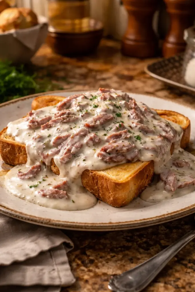 Creamed Chipped Beef Gravy on Toast