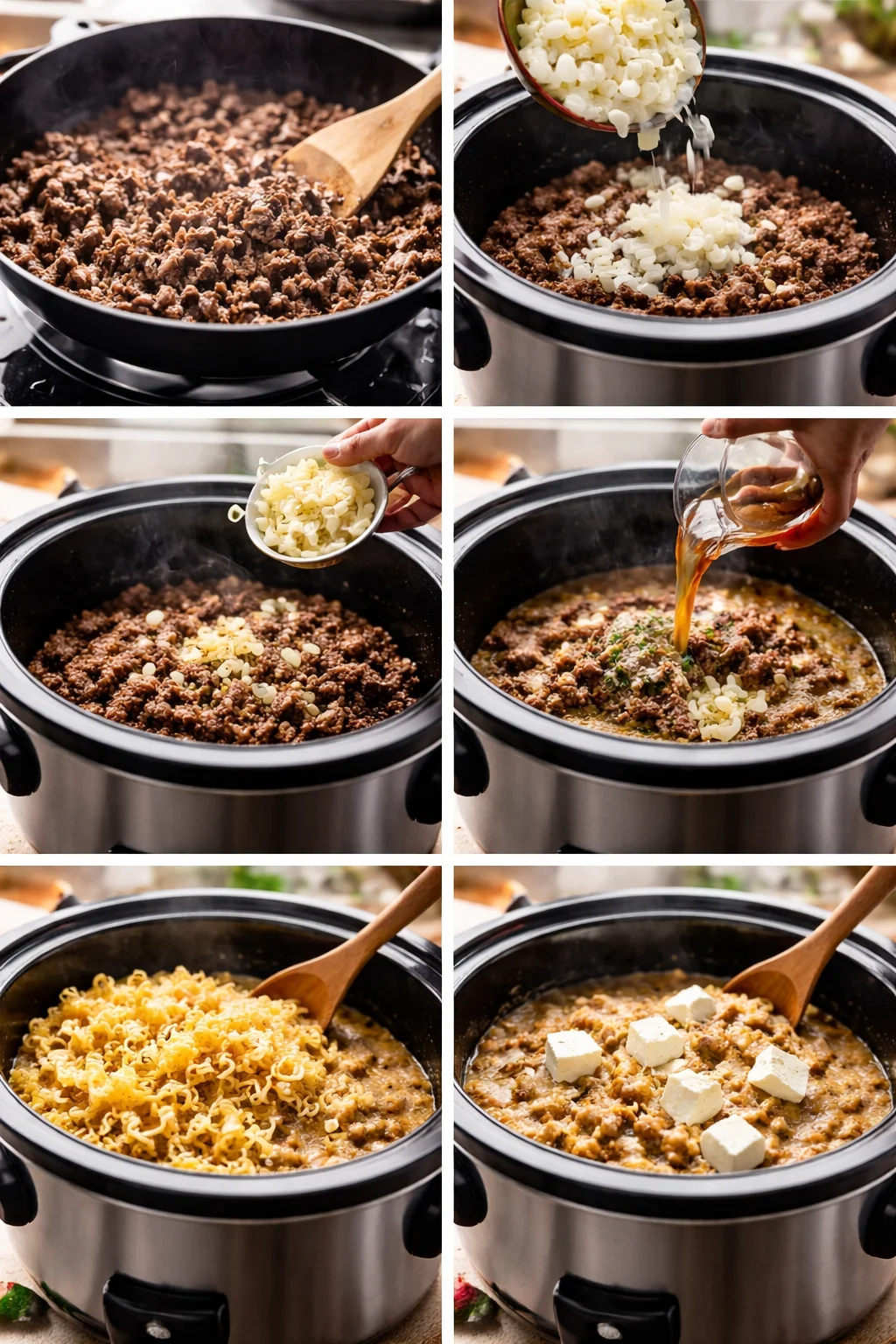Crockpot Cheeseburger Bow Tie Pasta