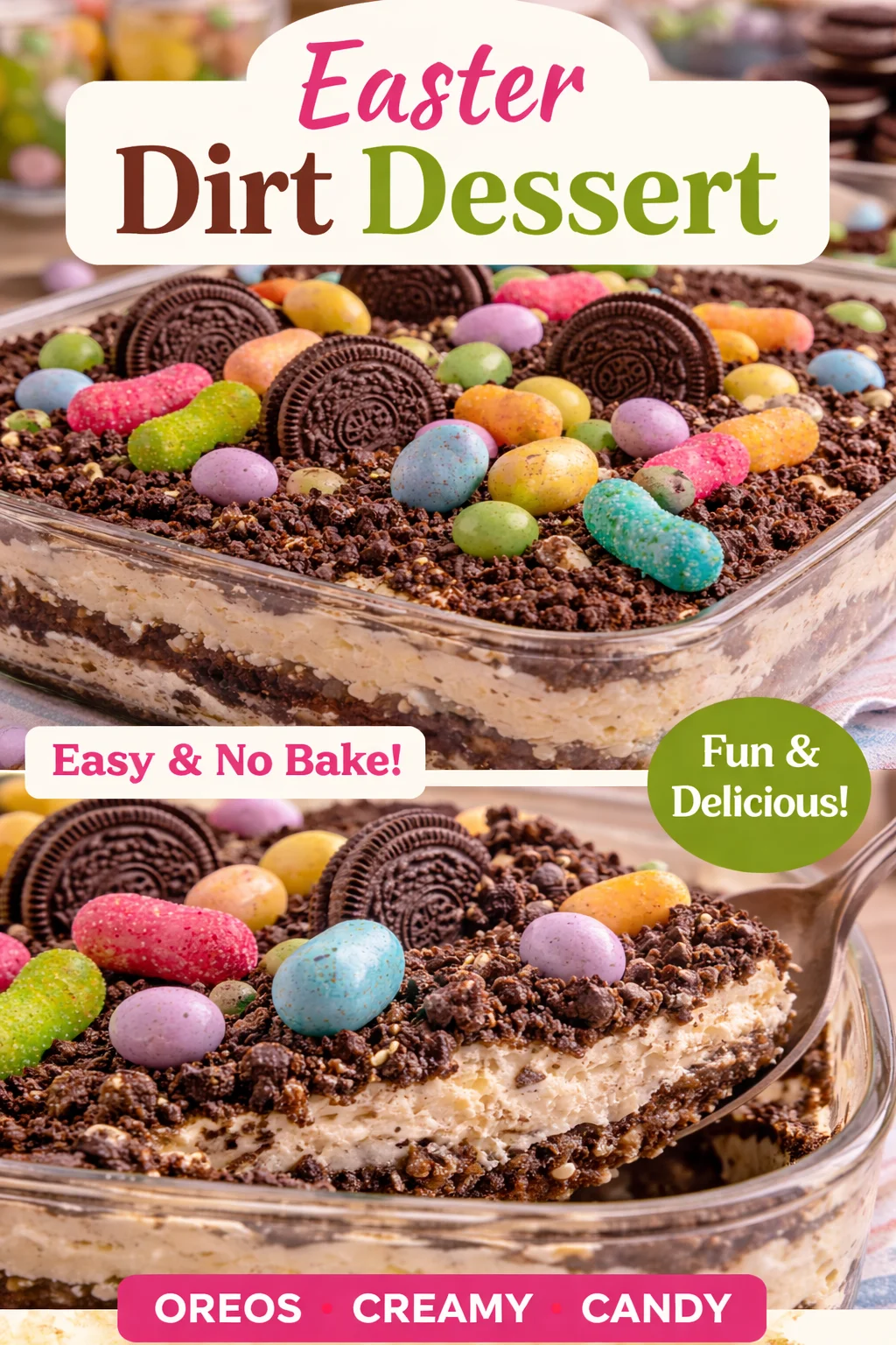 Easter Dirt Cake (No-Bake Oreo Dessert)