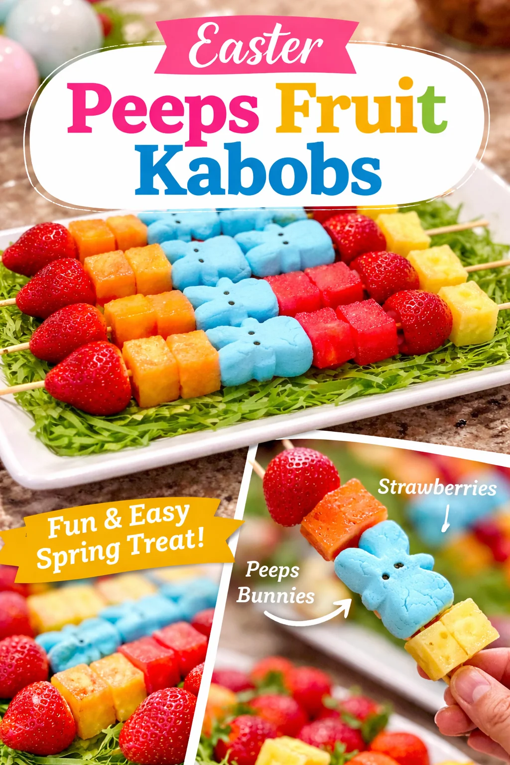 Easter Rainbow Fruit Kabobs