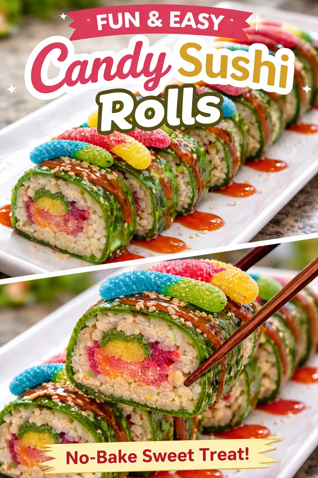 Gummy Worm Dragon Roll Dessert Sushi