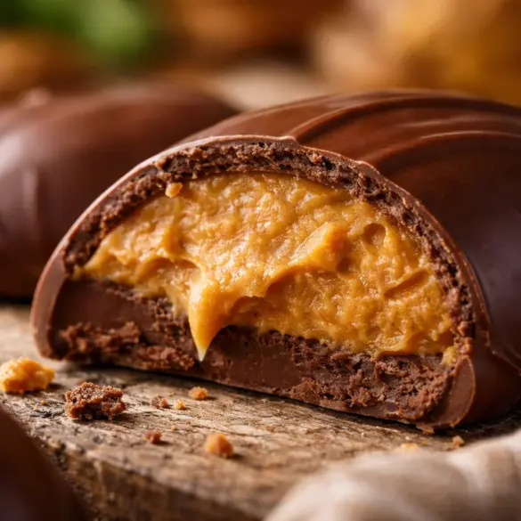 Homemade Reese's-Style Peanut Butter Eggs with chocolate coating and creamy filling