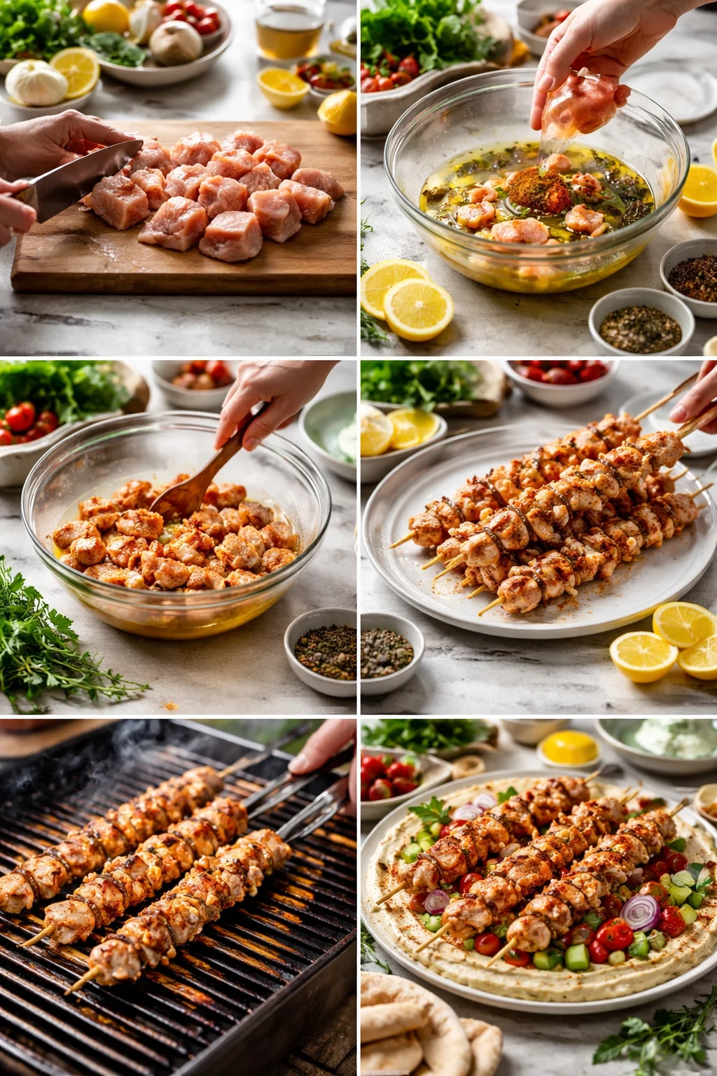 Mediterranean Chicken Skewers with Hummus Spread