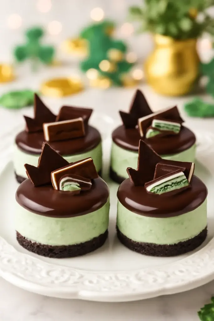 Mini Andes Mint Cheesecakes