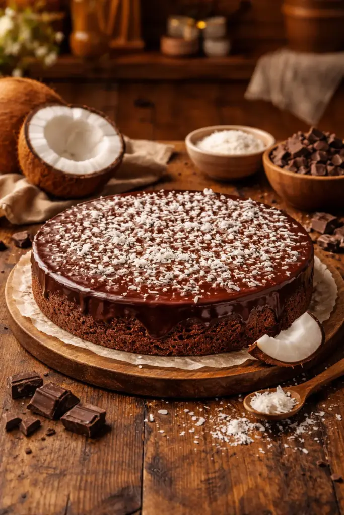 No-Bake Chocolate Coconut Cake