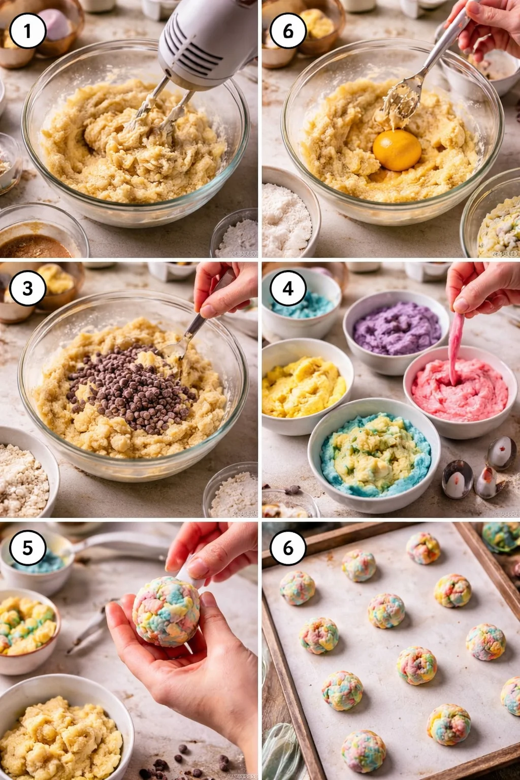 Pastel Tie-Dye Easter Chocolate Chip Cookies