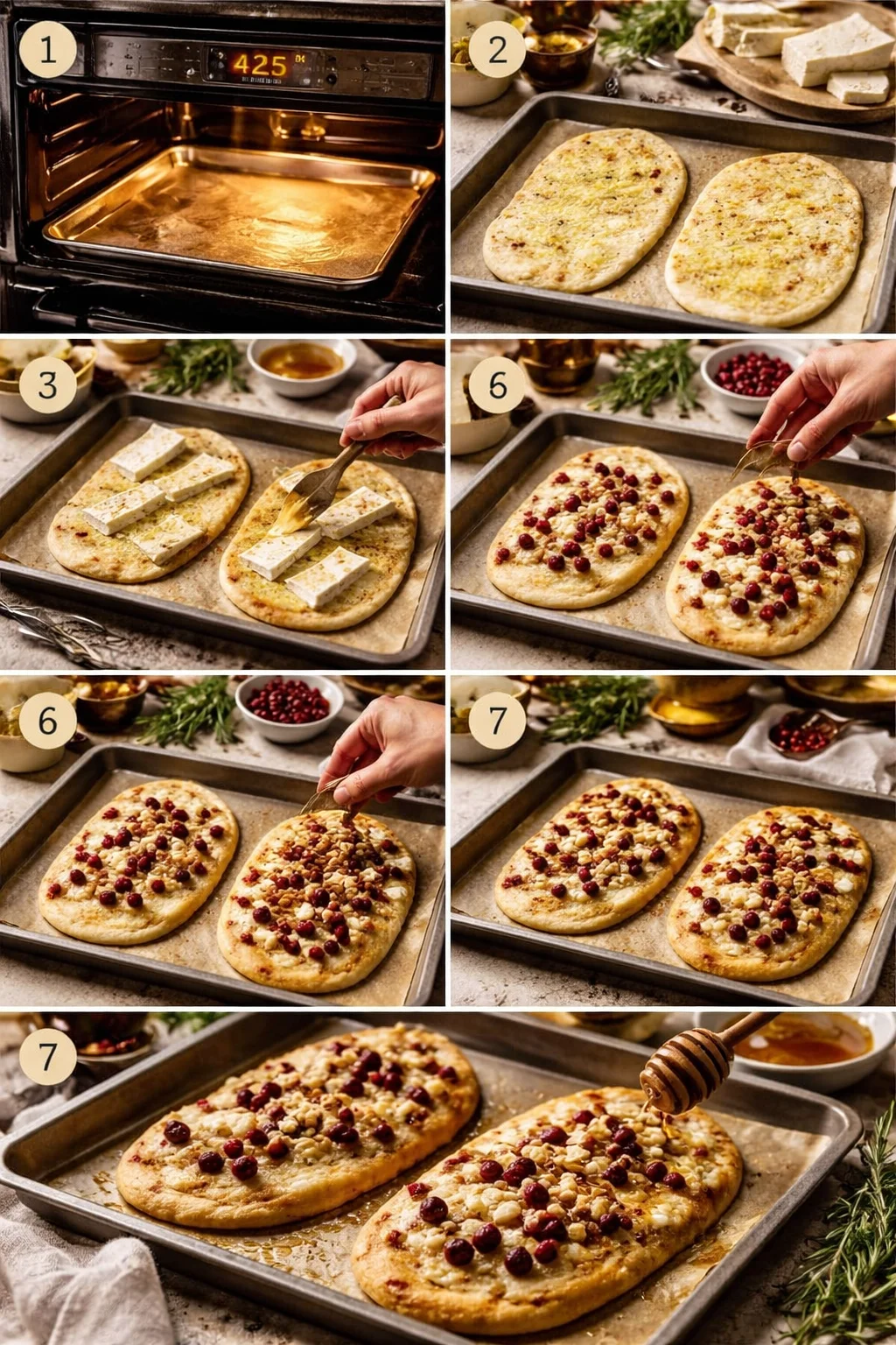 rispy flatbread with brie cranberries