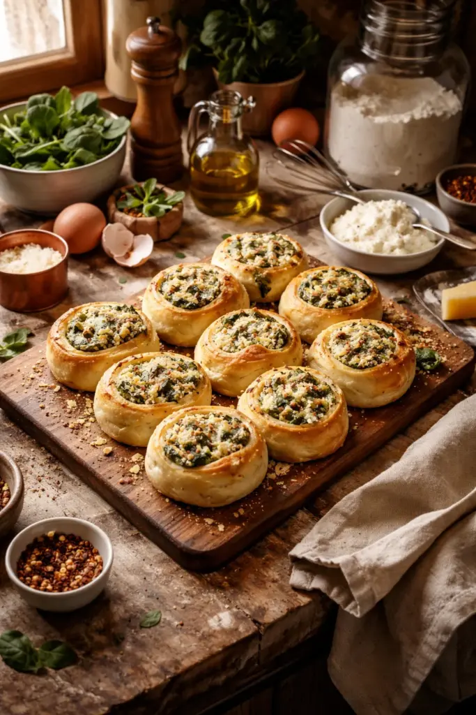 Spinach Ricotta and Parmesan Rolls