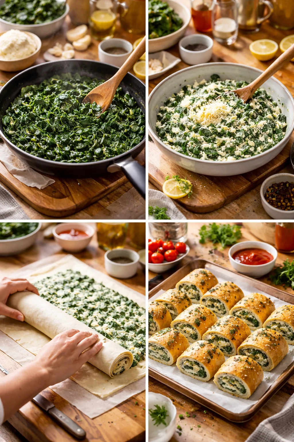 Spinach Ricotta and Parmesan Rolls