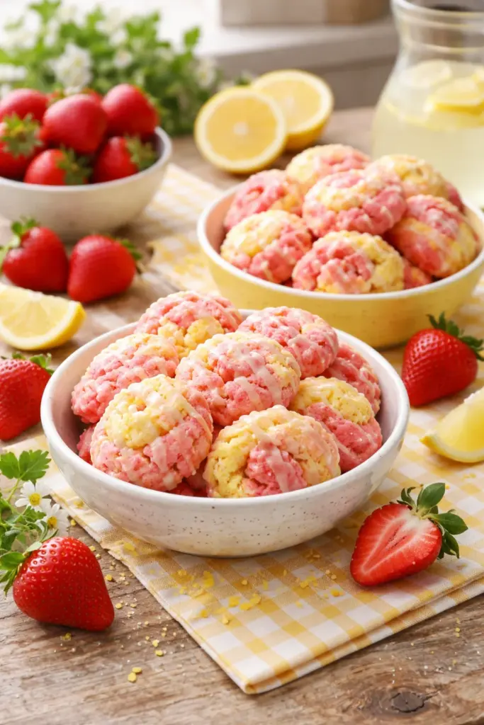 Strawberry Lemon Poundcake Cookies
