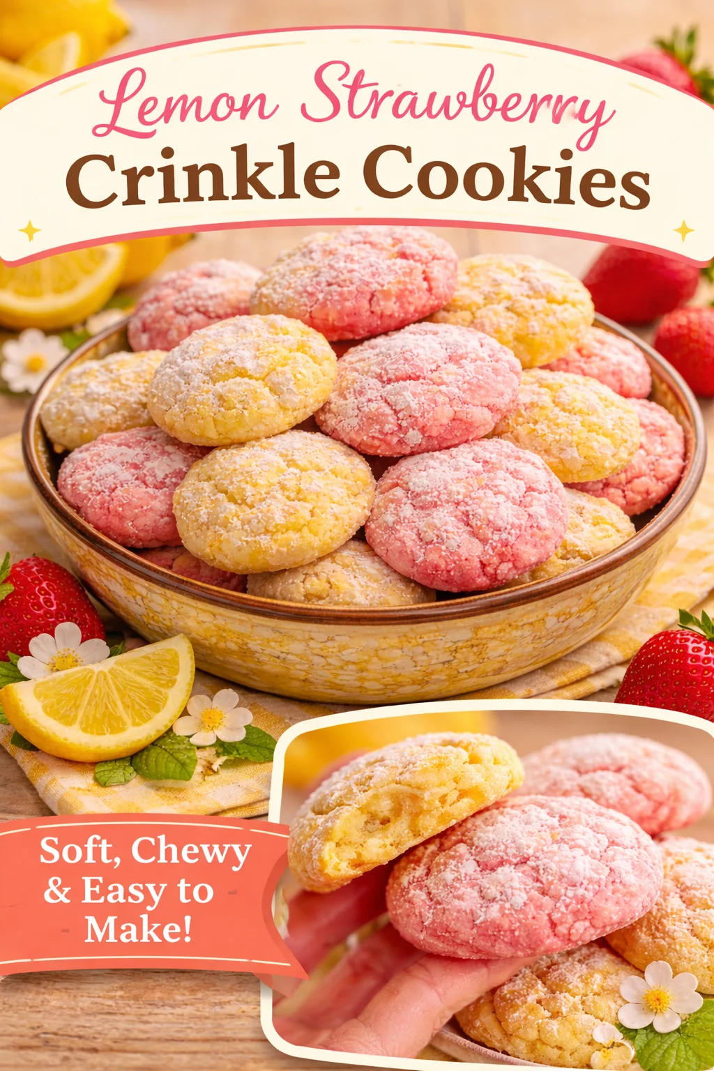 Strawberry Lemon Poundcake Cookies